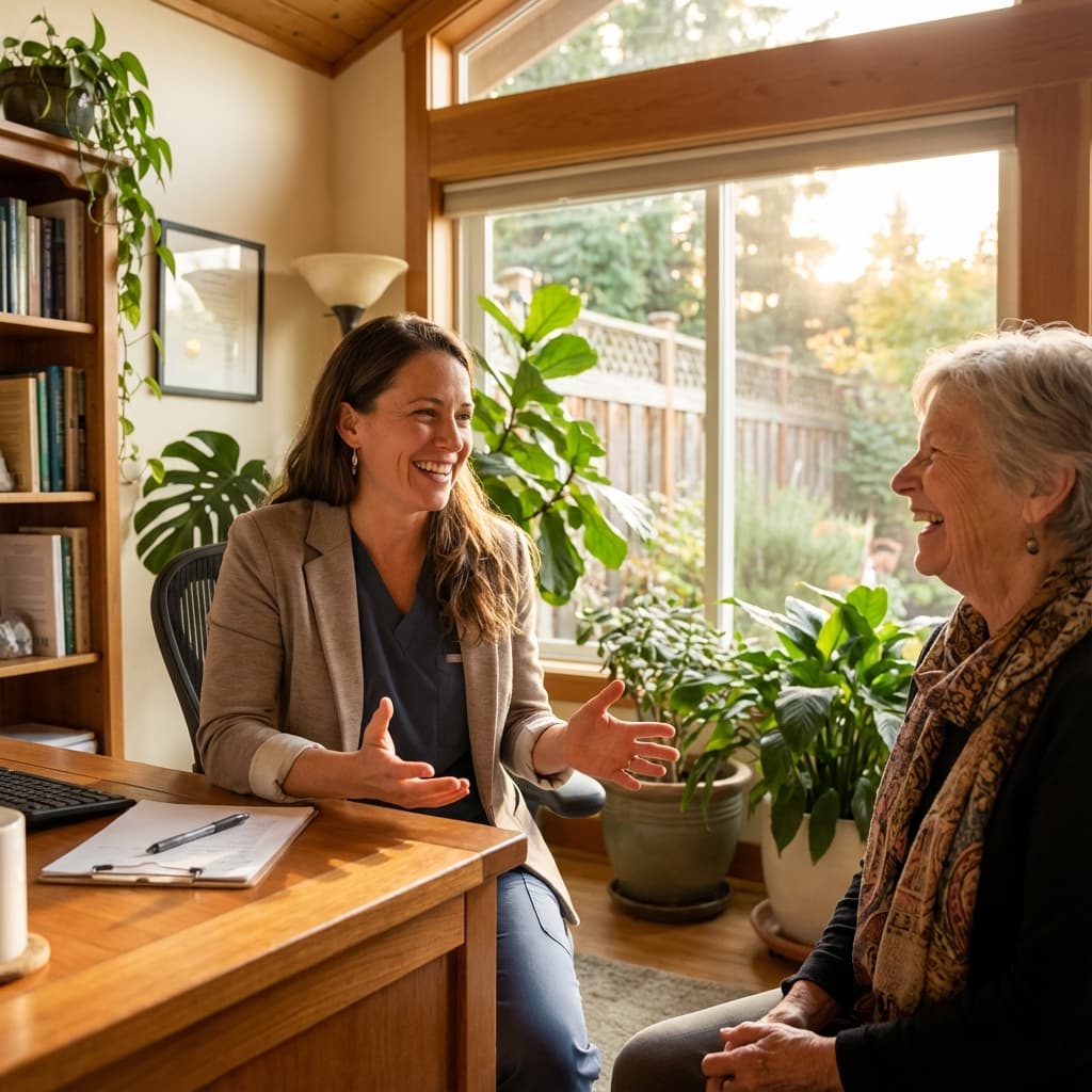 Médico conversando com paciente